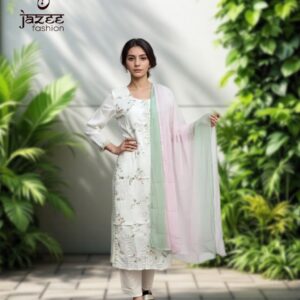 Fully Embroidered Kurthi Roman Silk
